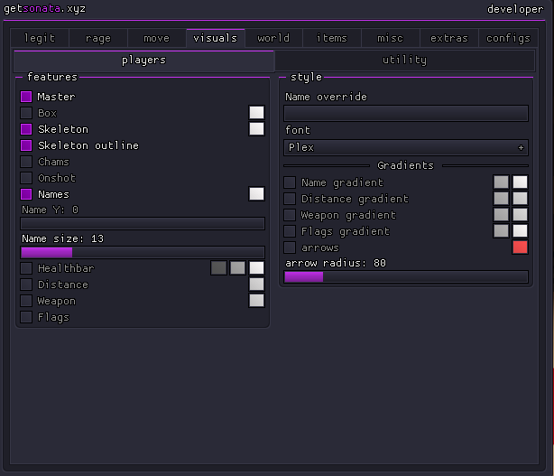 Sonata Visuals UI Menu